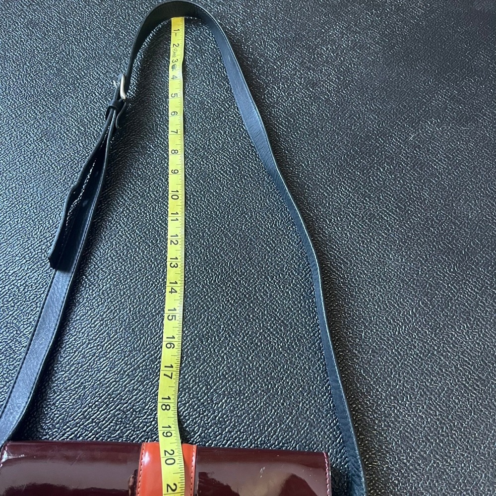 Mishka Black Burgundy Orange Patent Leather Shoulder Bag Crossbody Boho Indie‎ - Picture 16 of 16